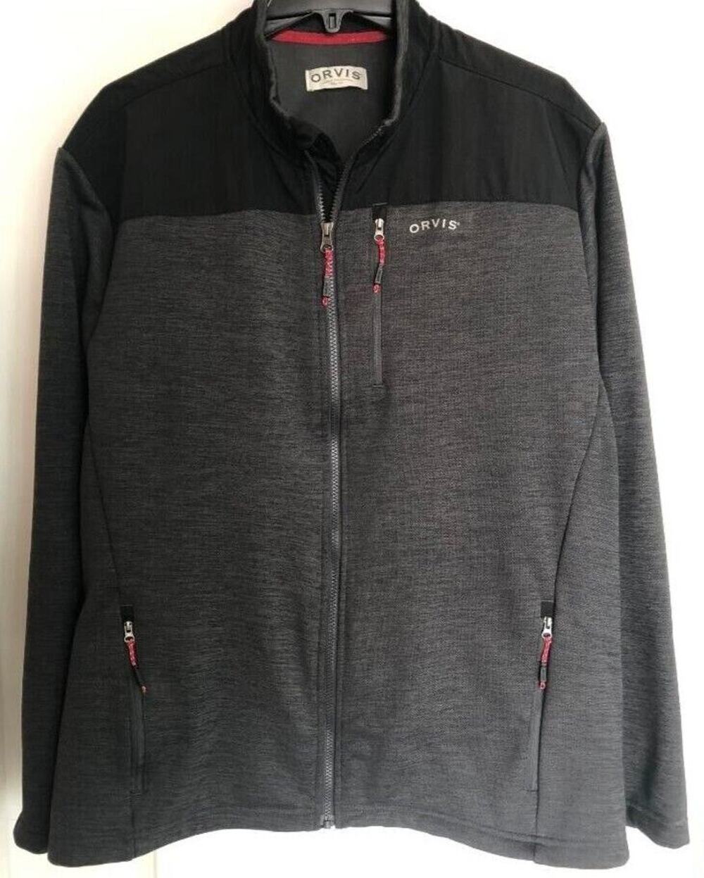 Orvis Men’s Classic Collection Fleece Lined Jacket Black/Gray Full Zip Size XL